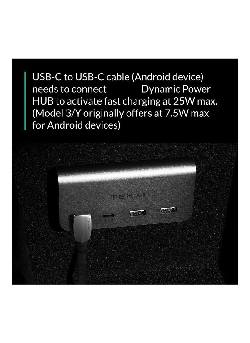 Charging Cable Fit for Tesla Model 3/Y Wall Connector Style PD QC3.0 Charging Cable (USB-C to USB-C) - Light on When Connects to a Device