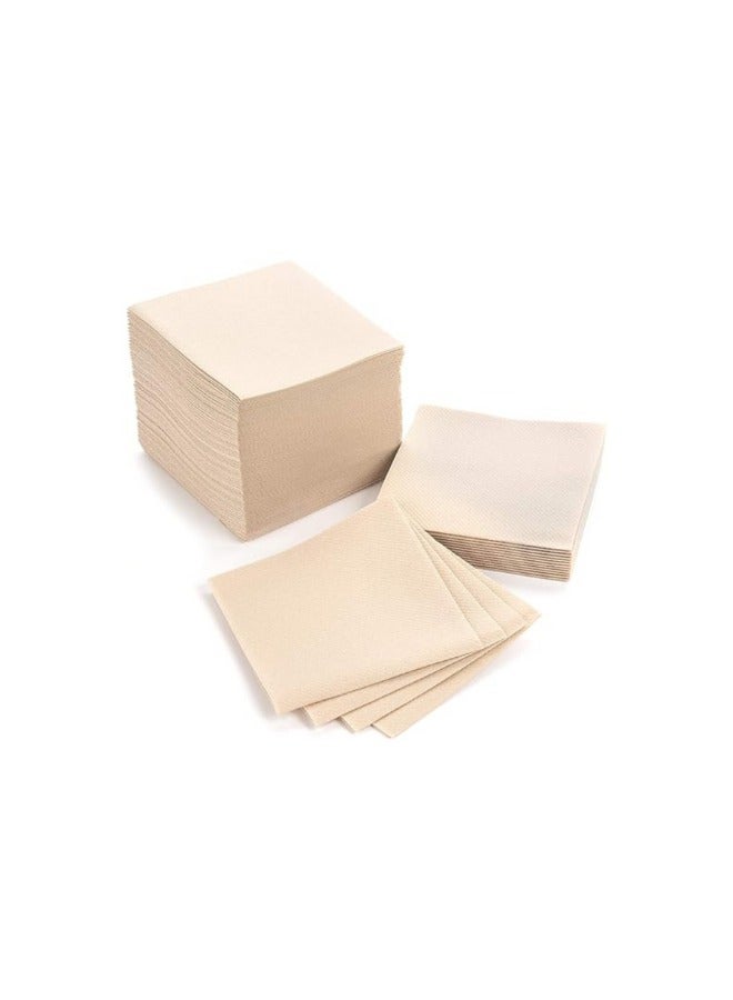 Halapack 500 Pcs Halapack 2 Ply Brown Cocktail Napkins Disposable Eco-Friendly  Linen Square Shape  33 x 33 cm Daily Use, Party or Wedding - Image 1