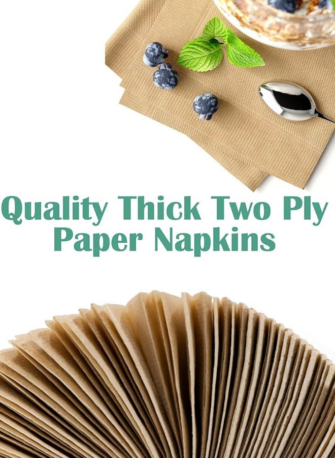 Halapack 500 Pcs Halapack 2 Ply Brown Cocktail Napkins Disposable Eco-Friendly  Linen Square Shape  33 x 33 cm Daily Use, Party or Wedding - Image 5