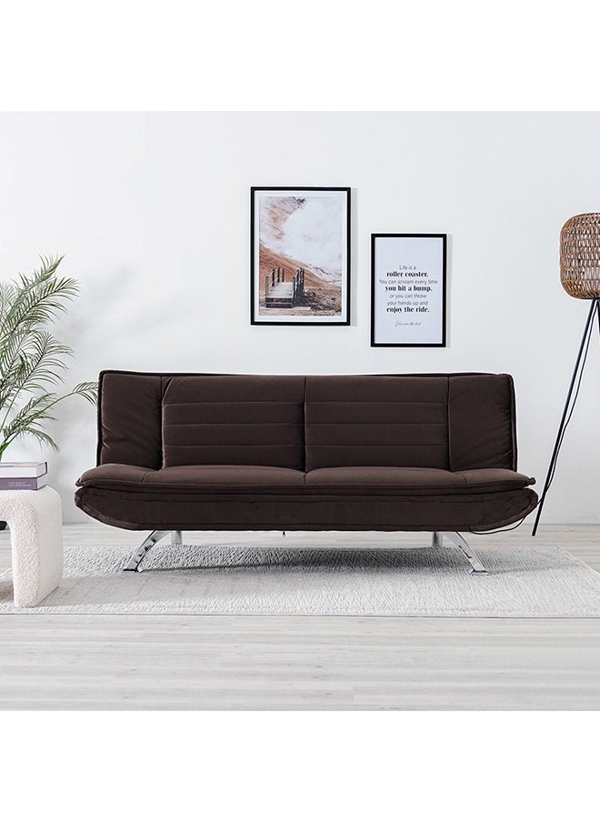 DANUBE HOME أريكة سرير قابلة للتحويل من القماش بثلاثة مقاعد إلى سرير مريح لغرفة المعيشة، مقاس L 184x88x84 سم، لون شوكولاتة  - Image 1