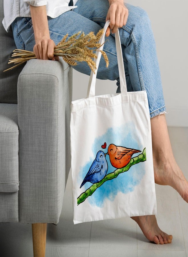 ARTBUG Tote Bag for Women with zip, Aesthetic Canvas tote bag for college girls, office, stylish and reusable - Love Birds - D No - 014 - Image 2