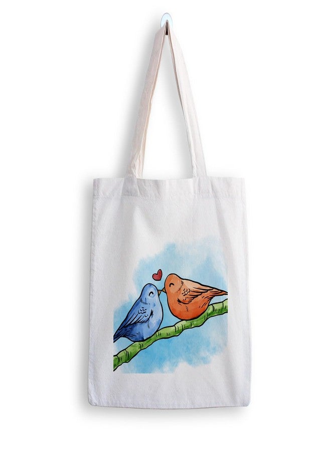 ARTBUG Tote Bag for Women with zip, Aesthetic Canvas tote bag for college girls, office, stylish and reusable - Love Birds - D No - 014 - Image 1