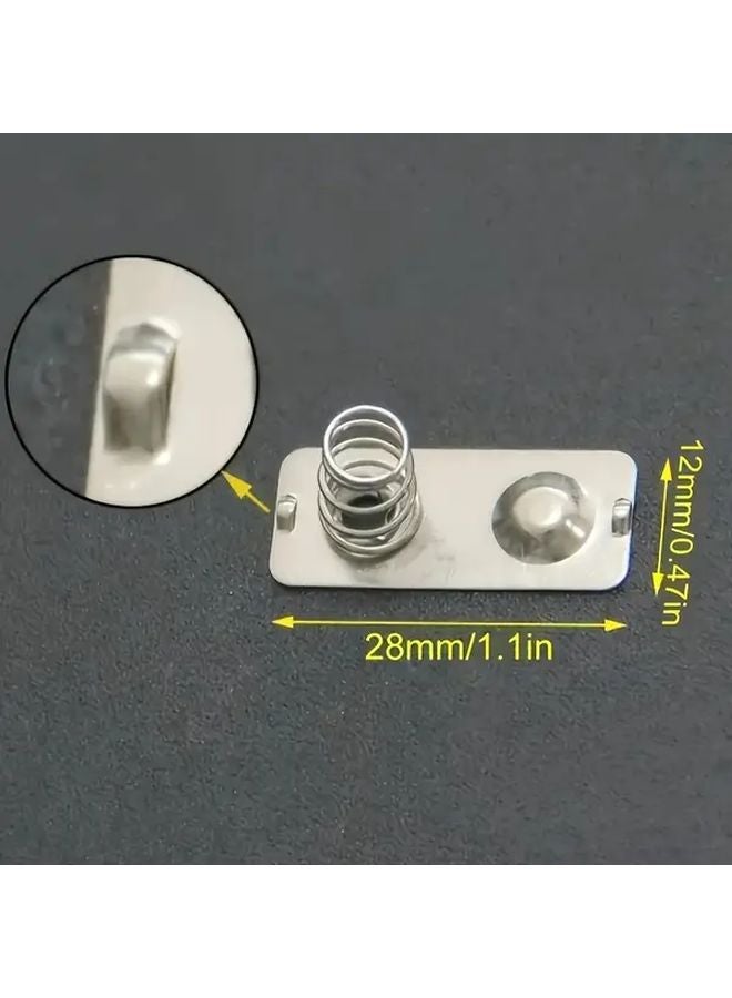 10 قطعة من دبابيس التلامس المعدنية الفضية 28x12 مم مشابك زنبركية لطرف البطارية - Image 3