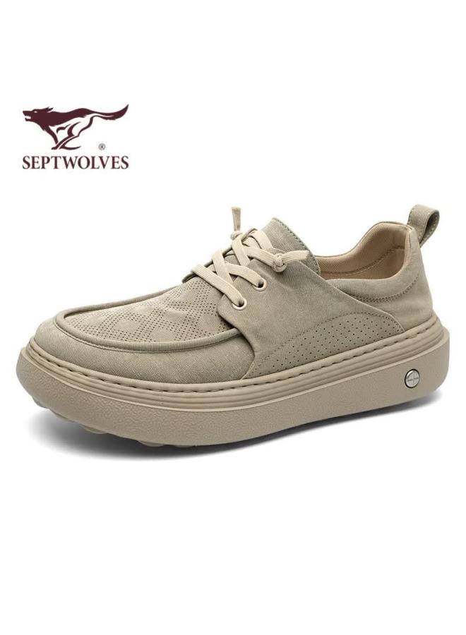 Septwolves Men's Breathable Casual Slip-on Soft Sole Work Shoes W8153799812 Apricot Color Size 42 - Image 5
