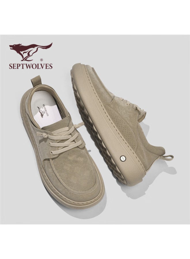 Septwolves Men's Breathable Casual Slip-on Soft Sole Work Shoes W8153799812 Apricot Color Size 42 - Image 3