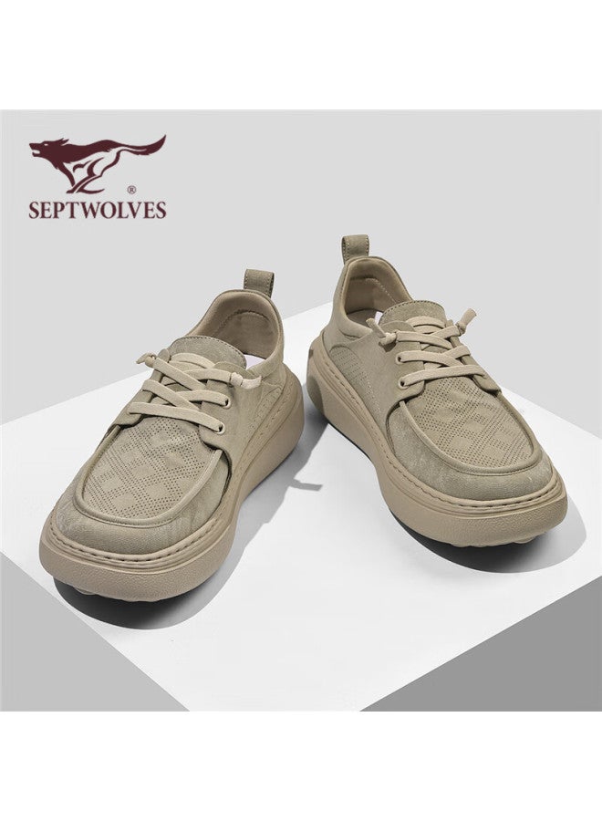 Septwolves Men's Breathable Casual Slip-on Soft Sole Work Shoes W8153799812 Apricot Color Size 42 - Image 2