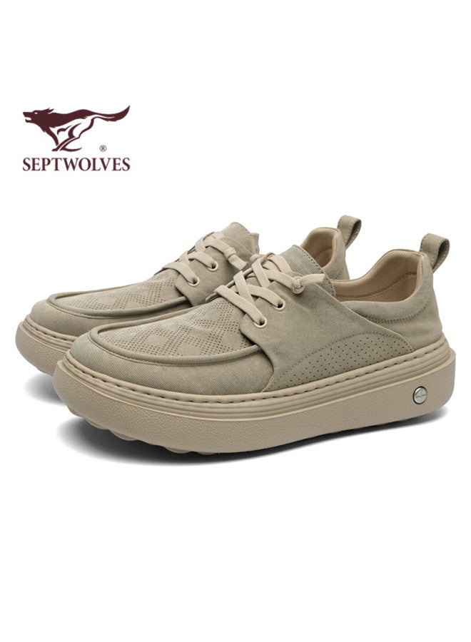 Septwolves Men's Breathable Casual Slip-on Soft Sole Work Shoes W8153799812 Apricot Color Size 42 - Image 4