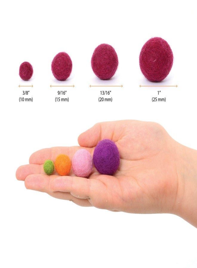 Glaciart One Felted Pom Poms, Wool Balls (240 Pcs) 4 Sizes: 1 cm, 1.5 cm, 2 cm & 2.5 cm, Handmade Felted 60 Color (Red, Pink, Blue, Yellow, Black, Pastel & More), Bulk Small Puff for Felting & Garland - Image 4