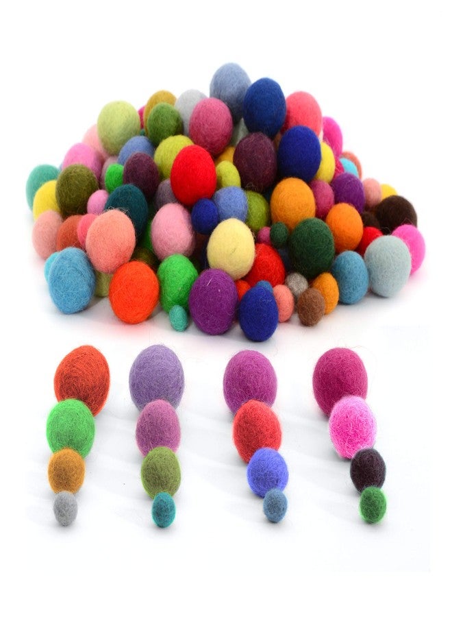 Glaciart One Felted Pom Poms, Wool Balls (240 Pcs) 4 Sizes: 1 cm, 1.5 cm, 2 cm & 2.5 cm, Handmade Felted 60 Color (Red, Pink, Blue, Yellow, Black, Pastel & More), Bulk Small Puff for Felting & Garland - Image 1