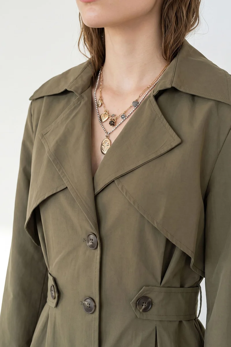 Bianco Lucci Khaki Green LUCCI Women's Trench Coat for Women | Best Price UAE