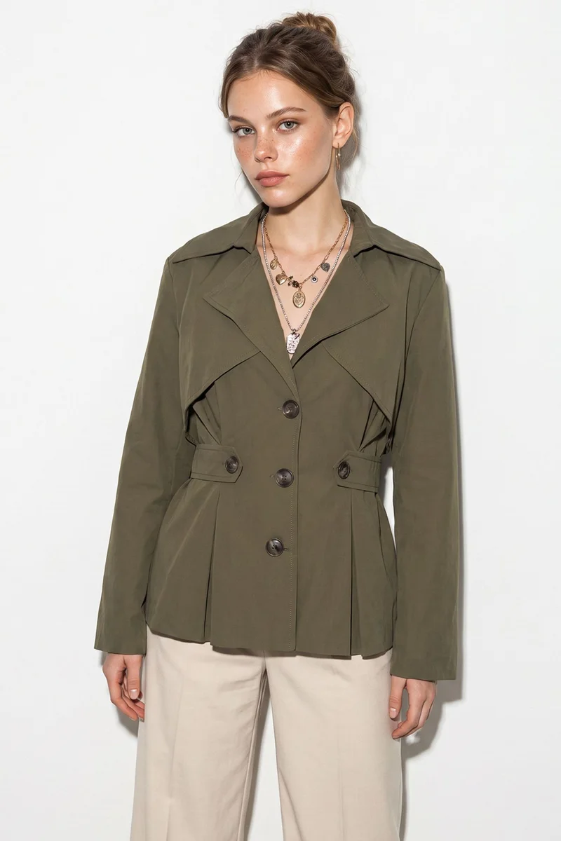 Bianco Lucci Khaki Green LUCCI Women's Trench Coat for Women | Best Price UAE
