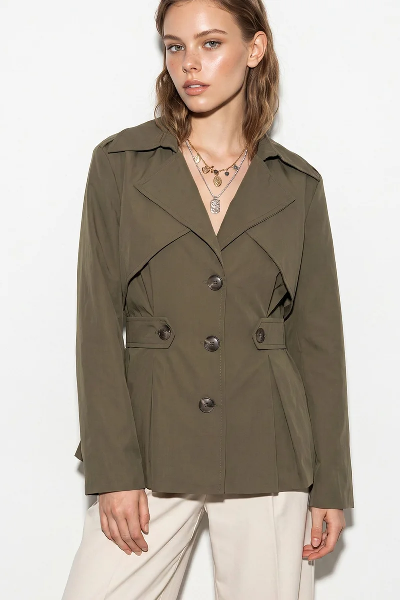 Bianco Lucci Khaki Green LUCCI Women's Trench Coat for Women | Best Price UAE