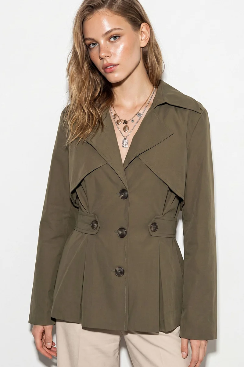 Bianco Lucci Khaki Green LUCCI Women's Trench Coat for Women | Best Price UAE