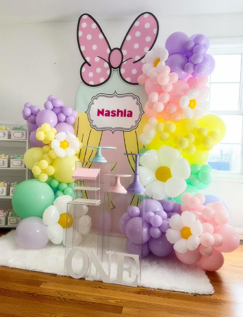 Haolongfa Daisy Balloon Arch Garland Kit - 131 Pcs Pastel Rainbow balloon arch kit with Daisy Balloons, for Birthday Party, Baby Shower, Flower Themed Party Decorations - Image 3