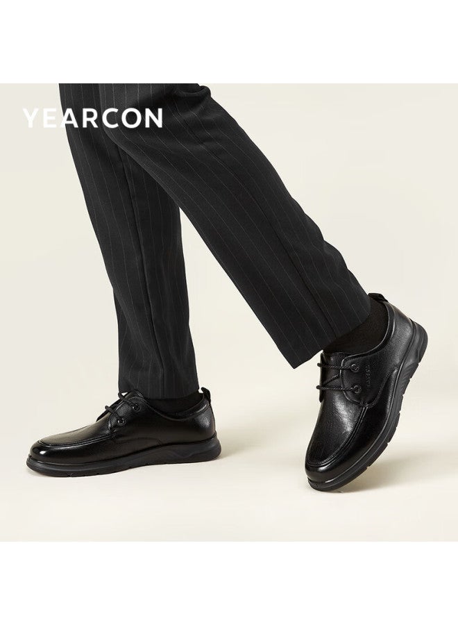 YEARCON Yierkang Lune June Gift For Parents, Men's Casual Leather Shoes, Lace-up Lifestyle Shoes, Lightweight Commuter Dad Shoes, Black, Size 43 - Image 2