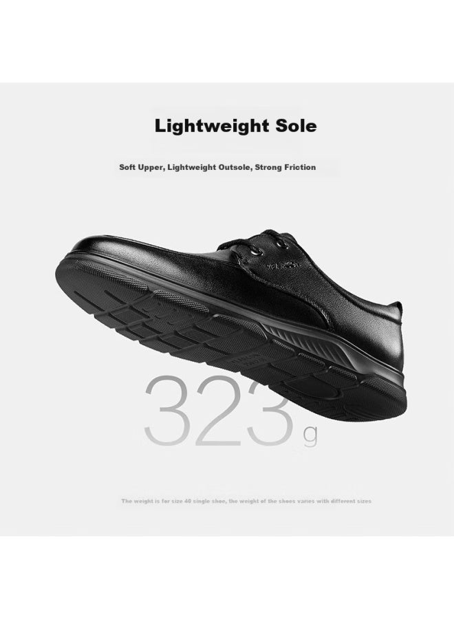 YEARCON Yierkang Lune June Gift For Parents, Men's Casual Leather Shoes, Lace-up Lifestyle Shoes, Lightweight Commuter Dad Shoes, Black, Size 43 - Image 3