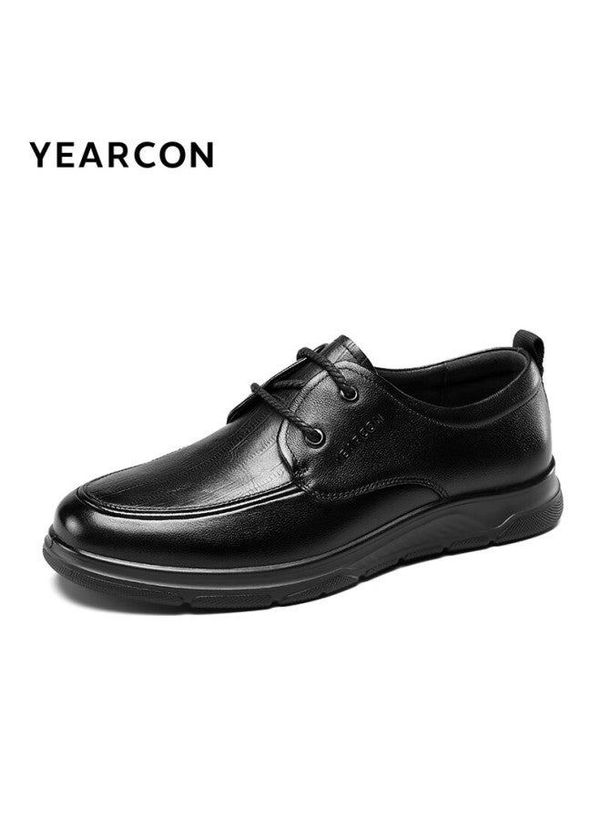 YEARCON Yierkang Lune June Gift For Parents, Men's Casual Leather Shoes, Lace-up Lifestyle Shoes, Lightweight Commuter Dad Shoes, Black, Size 43 - Image 4