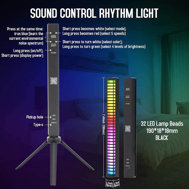 Deoxys Deoxys Rhythm Recognition Light RGB Audio Led Sound Reactive Led Bar Music Level Control Rhythm Lights for Car Gaming Movies PC TV Room Decoration Desktop DJ Studio  - Image 2