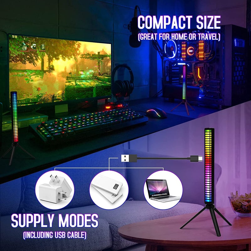 Deoxys Deoxys Rhythm Recognition Light RGB Audio Led Sound Reactive Led Bar Music Level Control Rhythm Lights for Car Gaming Movies PC TV Room Decoration Desktop DJ Studio  - Image 3