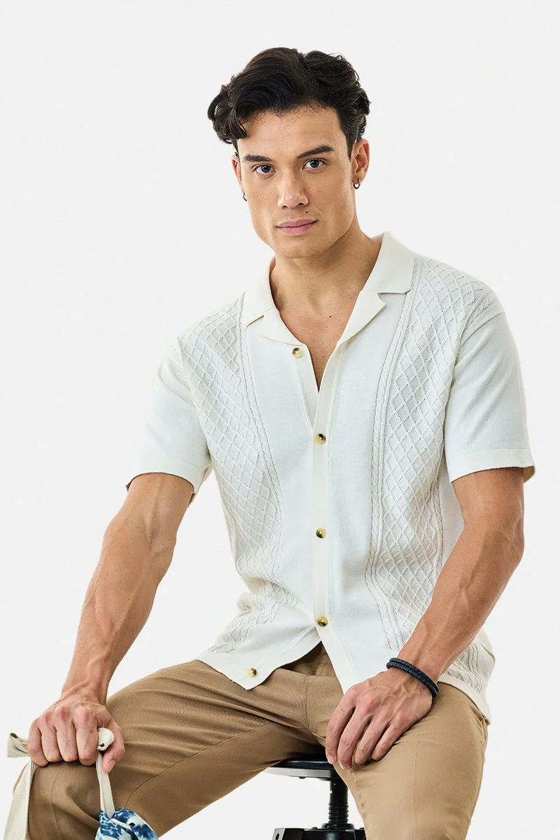 SNITCH 100% Cotton Cable Knit Regular Fit Shirt