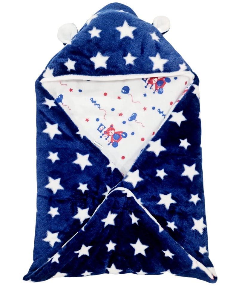 First Kick Baby Blankets New Born Pack of Hooded Velvet Supersoft Durable 3 Layered Quilt Blanket for Baby Boy and Baby Girl - Image 1