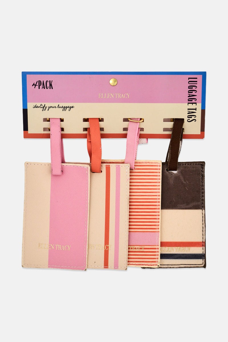 ELLEN TRACY 4 Pieces Brand Logo Luggage Tag Set, Multicolor - Image 1