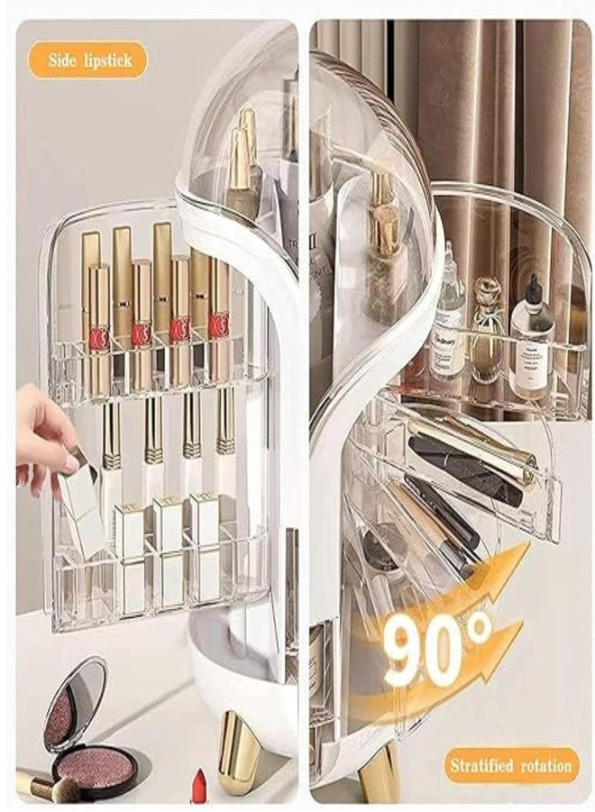 ESLORA Large White Cosmetic Storage Box Cosmetics Makeup Organizer Make Up Case, Dustproof, Jewelry, for Vanity, for Bedroom, for Bathroom (SU_White) - Image 3