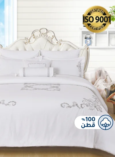 Master Home Textile MASTER Cotton Embroidery Comforter Sets, Fits 200 x 200 cm Double Size Bed, 8 Pcs King Size, 200 TC Cotton