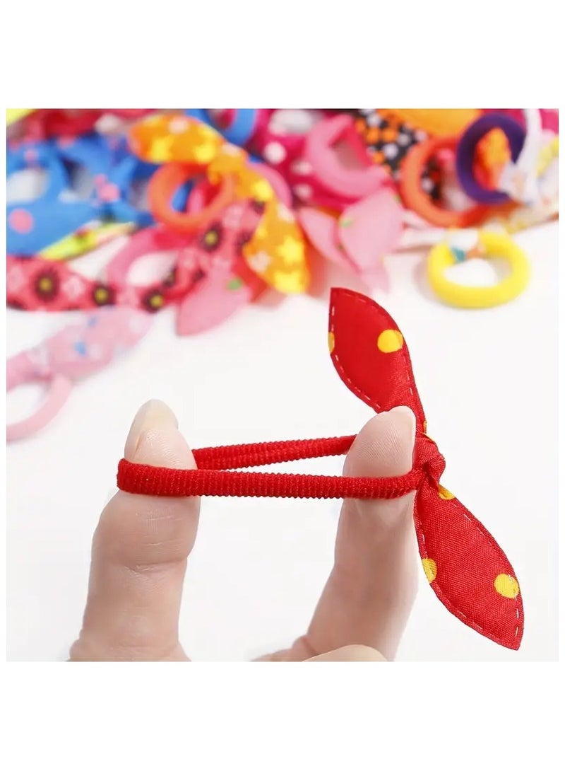 50 قطعة من ربطات الشعر المطاطية وأشرطة آذان الأرانب وربطات الشعر المطاطية اللطيفة وإكسسوارات الشعر والزينة - Image 5