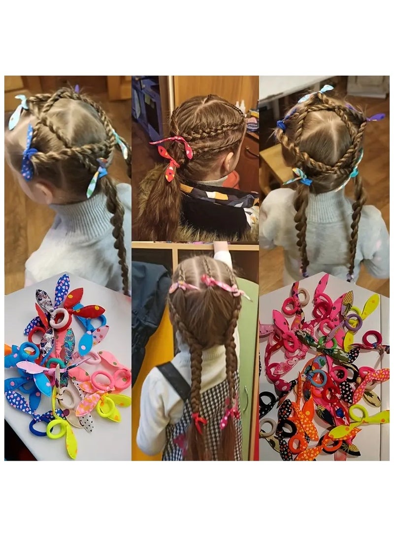 50 قطعة من ربطات الشعر المطاطية وأشرطة آذان الأرانب وربطات الشعر المطاطية اللطيفة وإكسسوارات الشعر والزينة - Image 3