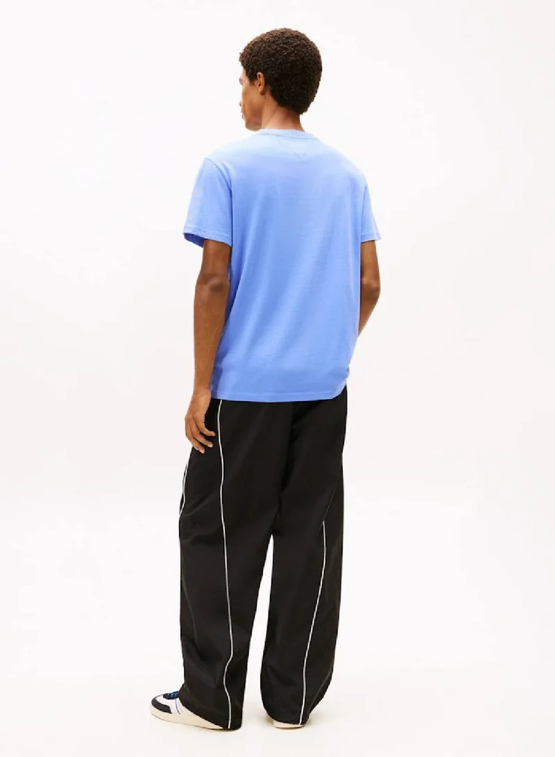 TOMMY JEANS Light Horizon Blue Linear Logo Slim Crew Neck T-Shirt for Men | Best Price UAE