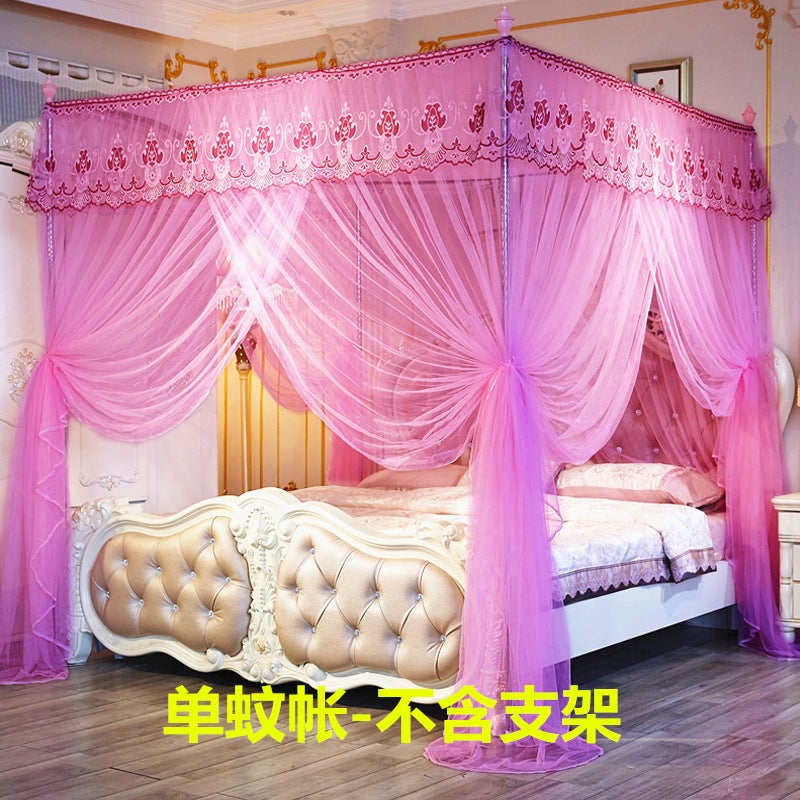 Mosquito Net Household Encrypted Net Gauze Thickened Bracket Three-Door 1.5M/1.8M Floor-Standing Palace Princess Net - Image 1