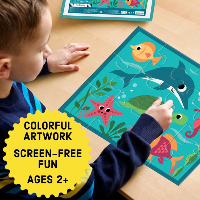 Mudpuppy Under the Sea â€“ 12 Piece Puzzle with Reusable Zipper Pouch Featuring Colorful and Fun Illustrations of Ocean Creatures Perfect for Easy Storage and Travel - Image 3