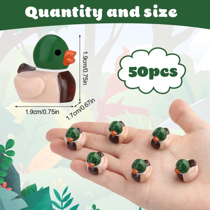 GGSTDDUP 50 Pcs Mallard Ducks, Mallard Resin Ducks, Unique Mallard Duckies, Mini Mallard Resin Ducks Decor, Nature Birds Lovers Duck Hunting Decoration for Ducky Birthday Party Favor Gift - Image 2