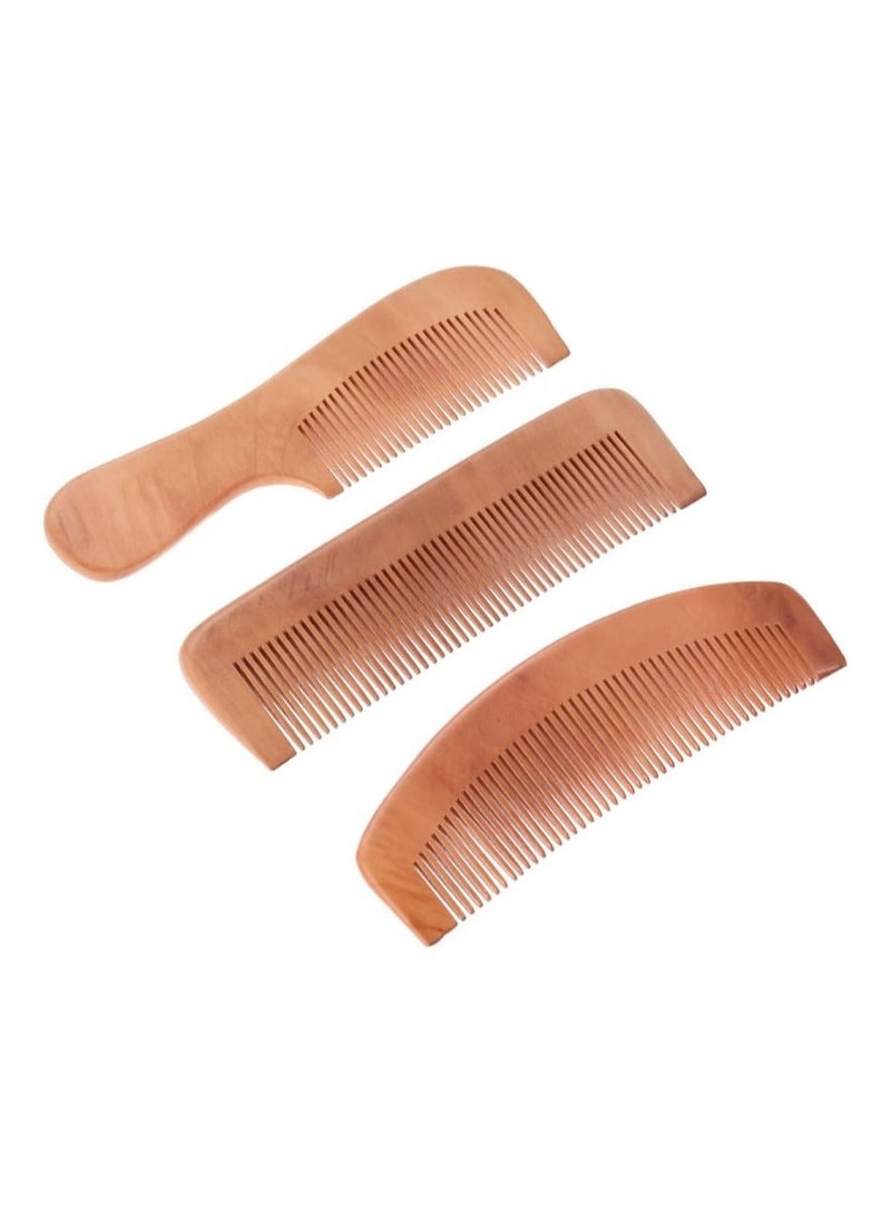 3 Natural Wooden Hair Combs – Smooth & Healthy Hair - Image 1