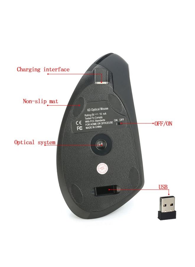 BURAQ HXSJ T22 2.4GHz Wireless 4-Keys 2400 DPI Adjustable Ergonomics Optical Vertical Mouse  - Image 2