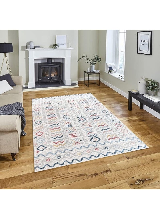 HANDPICKED FURNITURE Carpet Moroccan Style Grey For Living Room Bed Room Dining Room - Super Soft Durable And Stain Resistant 300 X 300 Cm 9.8 X 9.8 Ft - Multi-Coloured-2  - Image 1