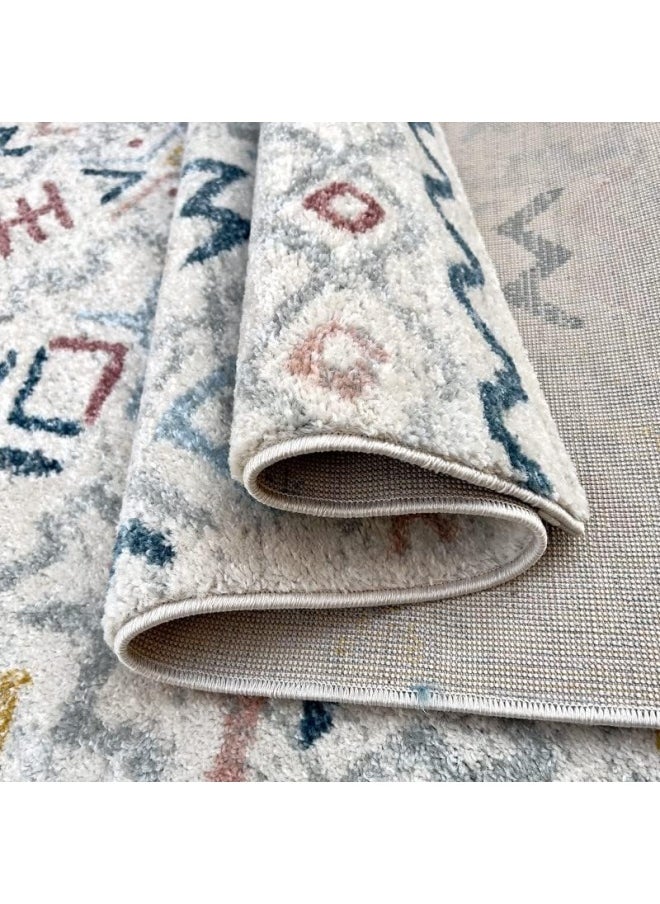 HANDPICKED FURNITURE Carpet Moroccan Style Grey For Living Room Bed Room Dining Room - Super Soft Durable And Stain Resistant 300 X 300 Cm 9.8 X 9.8 Ft - Multi-Coloured-2  - Image 5