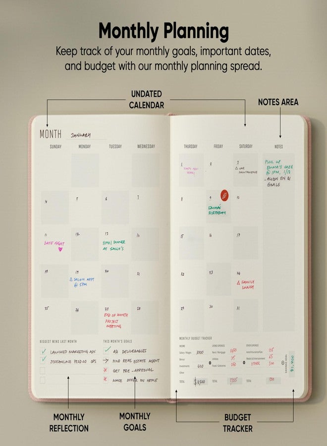 PRODUCTIVITY STORE Pro - Undated, 2026 Planner, 5.8” x 8.3” - The #1 Productivity Planner to Achieve Your 2026 Goals - Planner 2026-2027 - Pink - A5 - Image 5