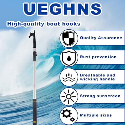 UEGHNS Telescoping Boat Hook Pole for Docking, 2.46-12ft Boat Hook long handle heavy duty made of stainless reinforced tube non-slip sturdy rustproof easy to carry design essential boat accessories.(12ft) - Image 4