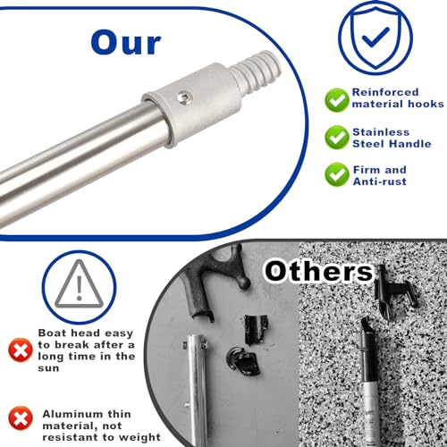 UEGHNS Telescoping Boat Hook Pole for Docking, 2.46-12ft Boat Hook long handle heavy duty made of stainless reinforced tube non-slip sturdy rustproof easy to carry design essential boat accessories.(12ft) - Image 5