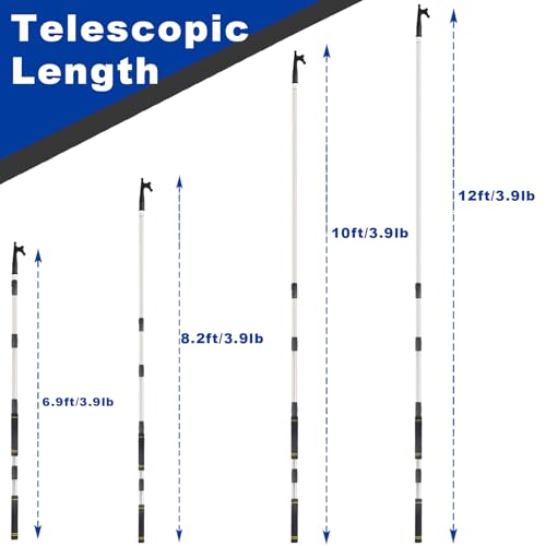UEGHNS Telescoping Boat Hook Pole for Docking, 2.46-12ft Boat Hook long handle heavy duty made of stainless reinforced tube non-slip sturdy rustproof easy to carry design essential boat accessories.(12ft) - Image 2