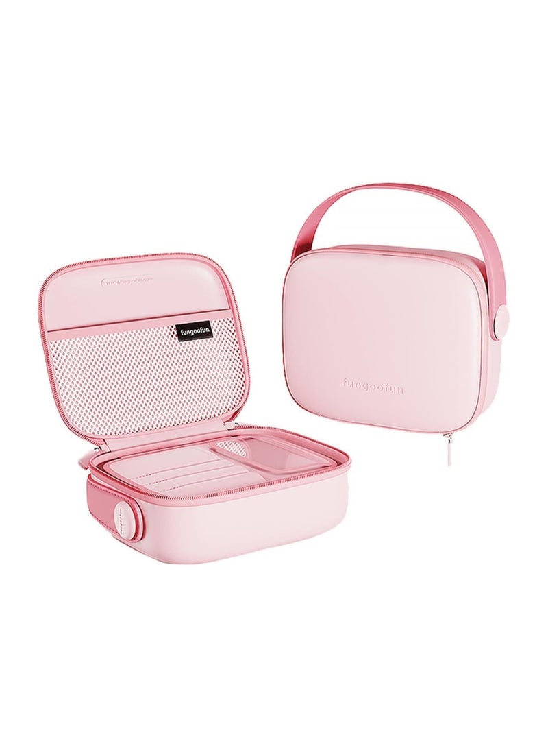 عام حقيبة إكسسوارات المكياج الوردية المحمولة، حقيبة إكسسوارات المكياج المتنقلة، حامل للزينة، حقيبة مناديل سفر مضادة للماء مع حزامٍ للحمل، حقيبة مكياج للفرش مع فتحات مخصصة - Image 1