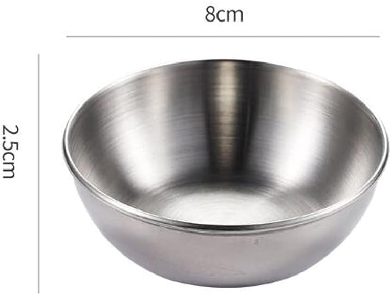 Hoshen Stainless Steel Round Sauce Plate 4Piece Independent Plate Round Dish Plate Sauce Bowl Dipping Sauce PlateSilver - Image 3