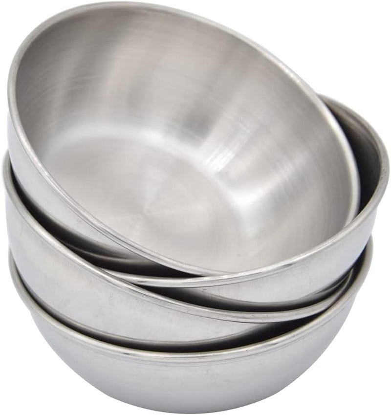 Hoshen Stainless Steel Round Sauce Plate 4Piece Independent Plate Round Dish Plate Sauce Bowl Dipping Sauce PlateSilver - Image 2