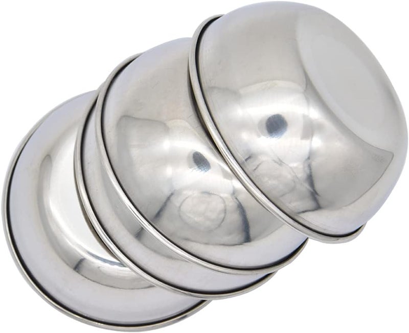 Hoshen Stainless Steel Round Sauce Plate 4Piece Independent Plate Round Dish Plate Sauce Bowl Dipping Sauce PlateSilver - Image 4