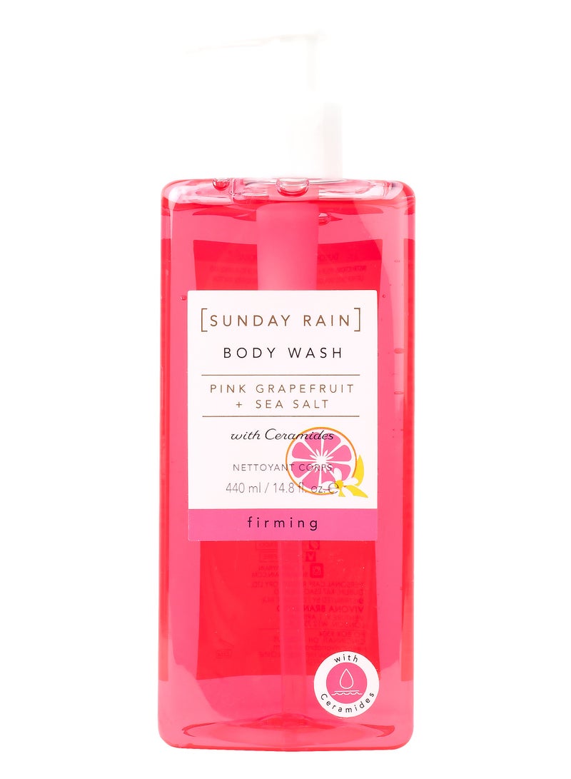 Sunday Rain Rain Pink Grapefruit & Sea Salt Body Wash with Ceramides – Refreshing & Firming Shower Gel for All Skin Types – 440ml - Image 1