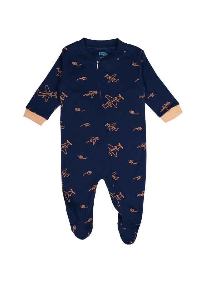 Babies Basic 100% Cotton Printed Long Sleeves Jumpsuit/Romper/Sleepsuit With Feet Covering For Babies  - Image 1
