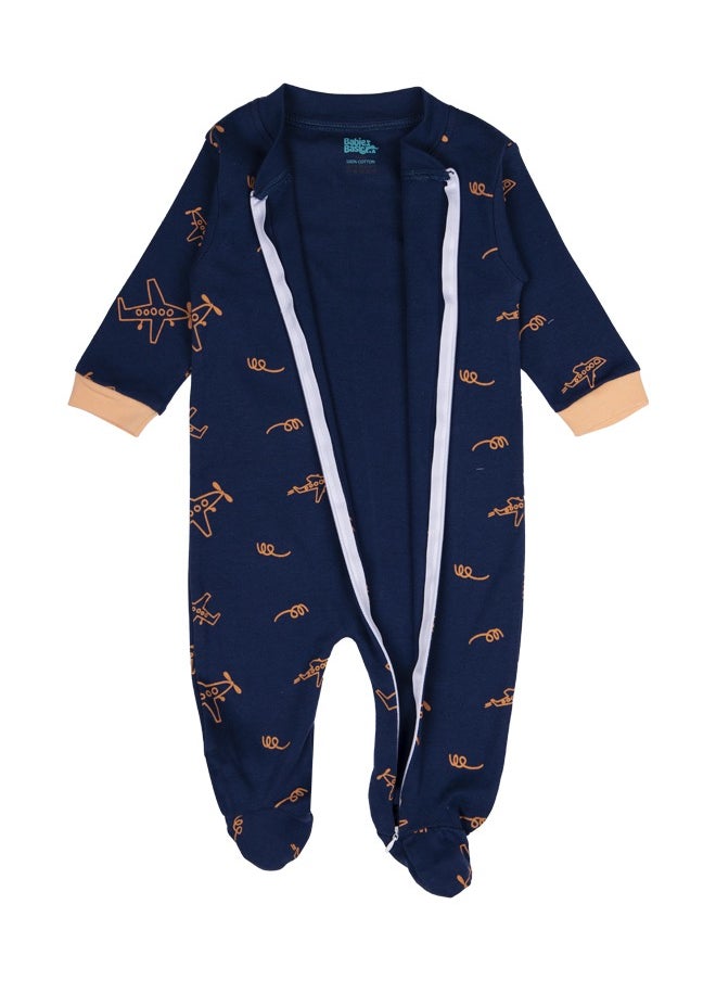 Babies Basic 100% Cotton Printed Long Sleeves Jumpsuit/Romper/Sleepsuit With Feet Covering For Babies  - Image 3