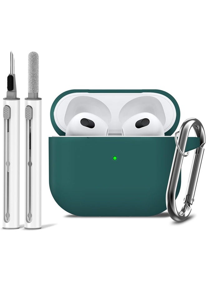 SJet Soft Silicone Protective Case Cover for AirPods 4 with Cleaner Kit and Keychain(Green)  - Image 1